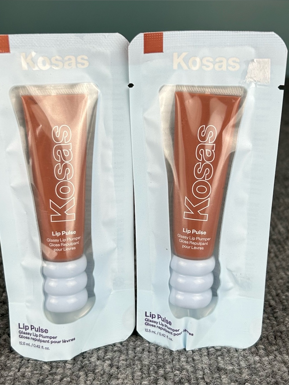 TWO KOSAS Lip Pulse SIXTH SENSE Warm Beige Glassy Plumper Gloss ~ .42fl oz x 2